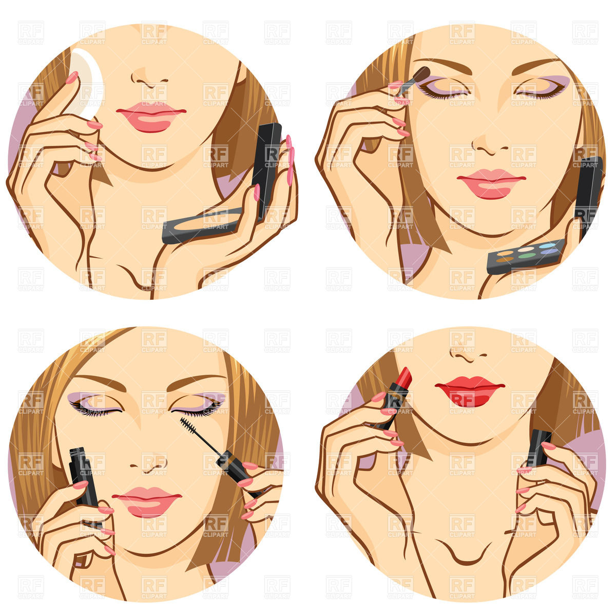Make Up   Girl Using Cosmetic Download Royalty Free Vector Clipart
