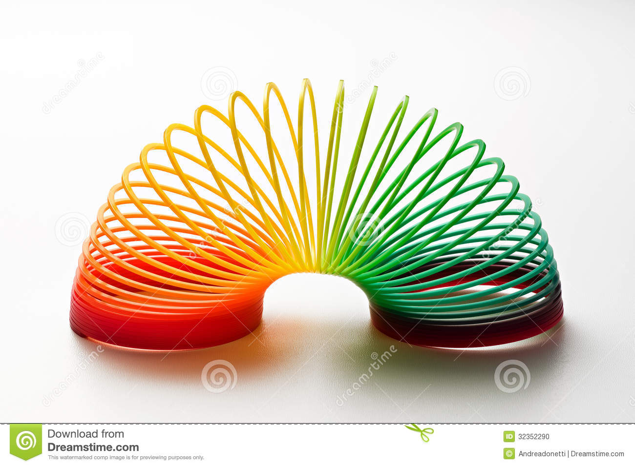 Rainbow Coloured Slinky Toy Made Of A Plastic Wire Spiral Coil Which