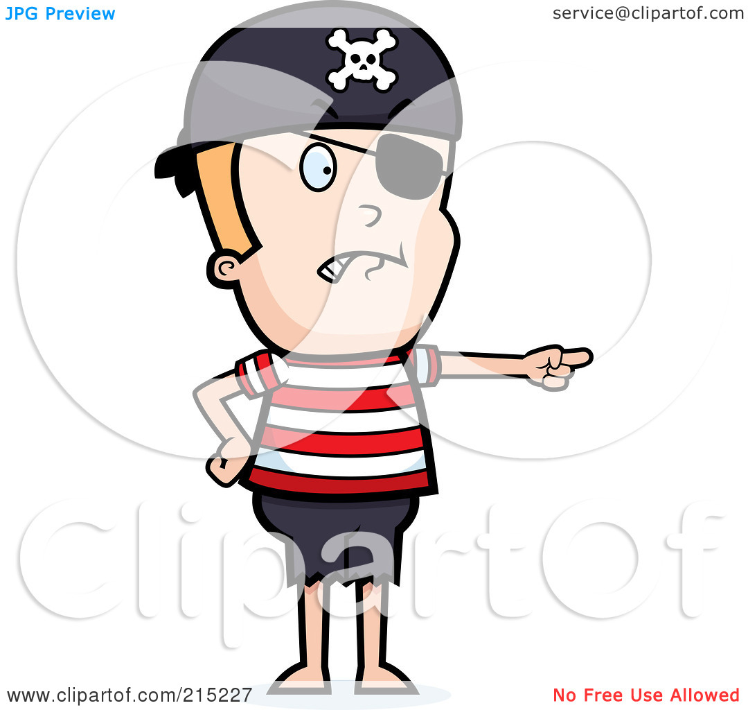 Royalty Free  Rf  Clipart Illustration Of A Mad Pirate Boy Pointing By