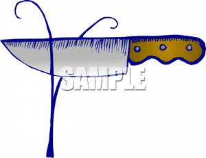 Sharp Knife Cutting A Strand Of Hair   Royalty Free Clipart Picture
