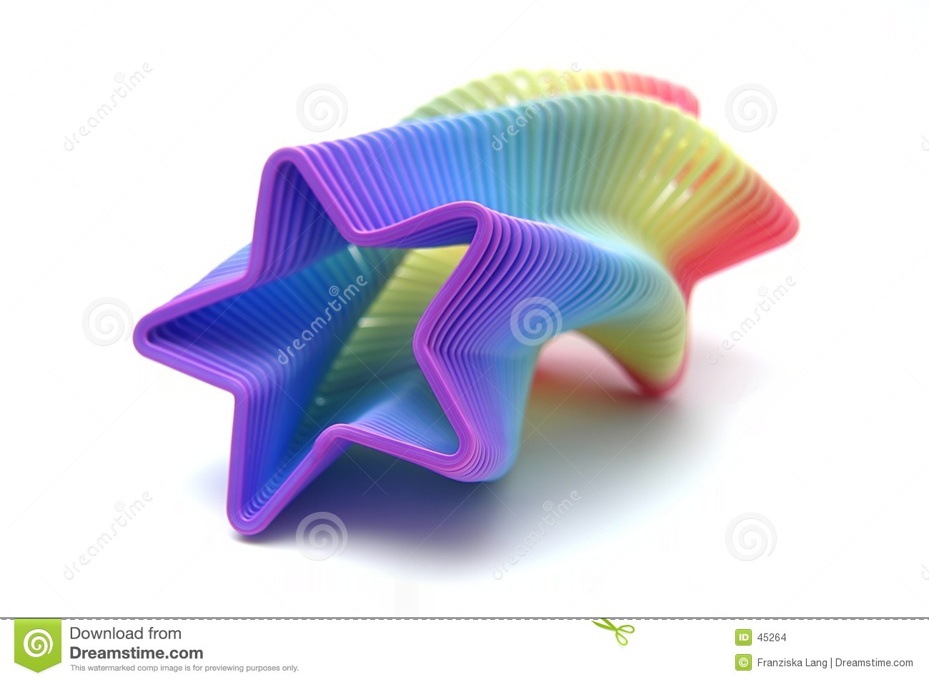 Star Shaped Rainbow Colored Slinky Isolated On White Background