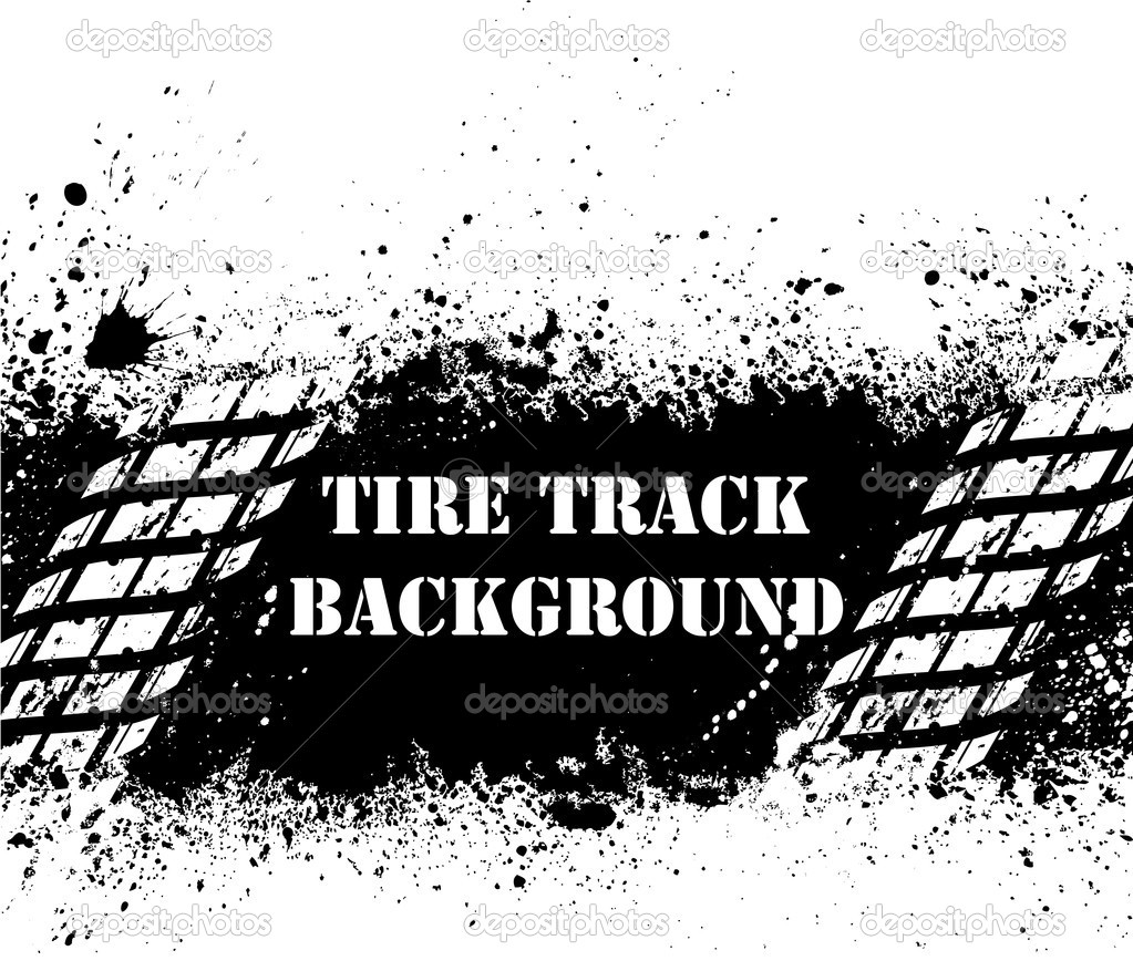 Tire Track Background On Ink Blots   Stock Illustration