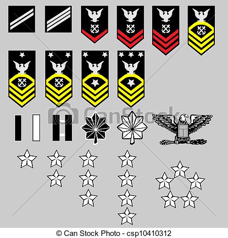 Vector Clip Art Of Us Navy Rank Insignia For Officers And Enlisted In    