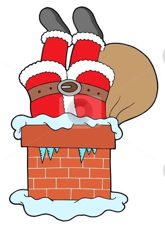 With Chimney Stock Vector Clipart Santa Clauses Legs With Chimney