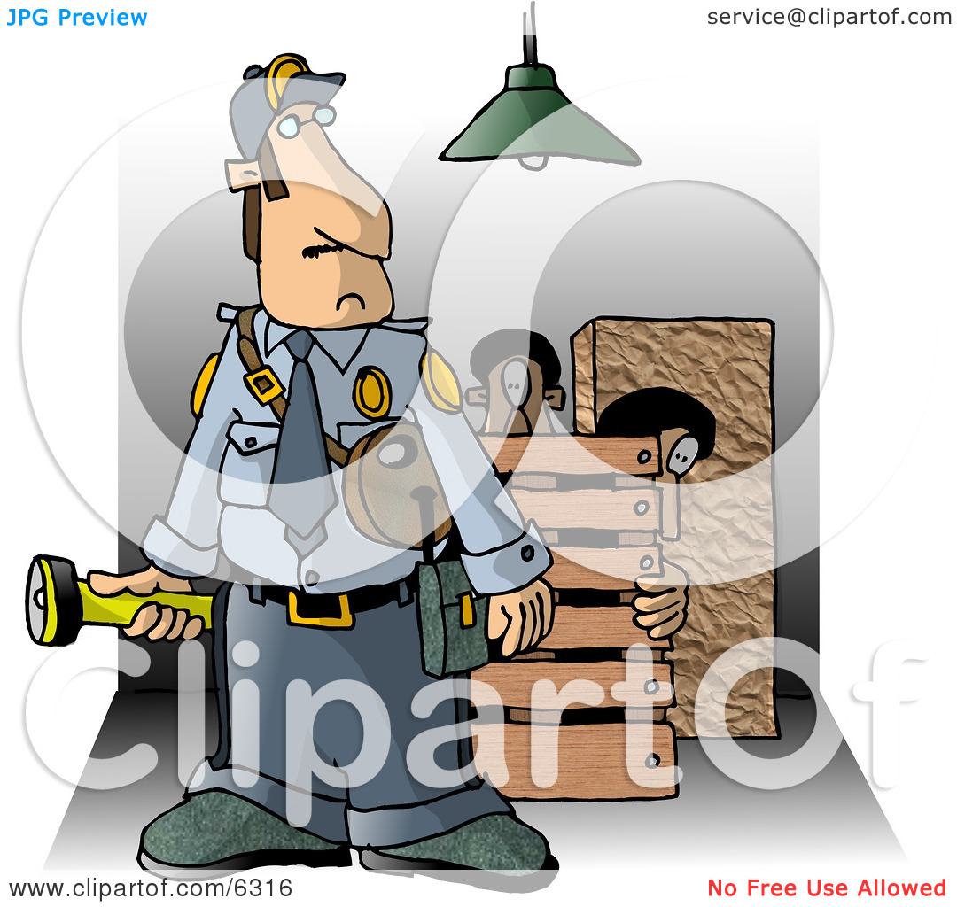 Checking Property At Night For Criminals Clipart Picture By Djart