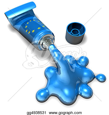 Clipart   Blue Color Paint Tube With Large Varnish Spot And European    