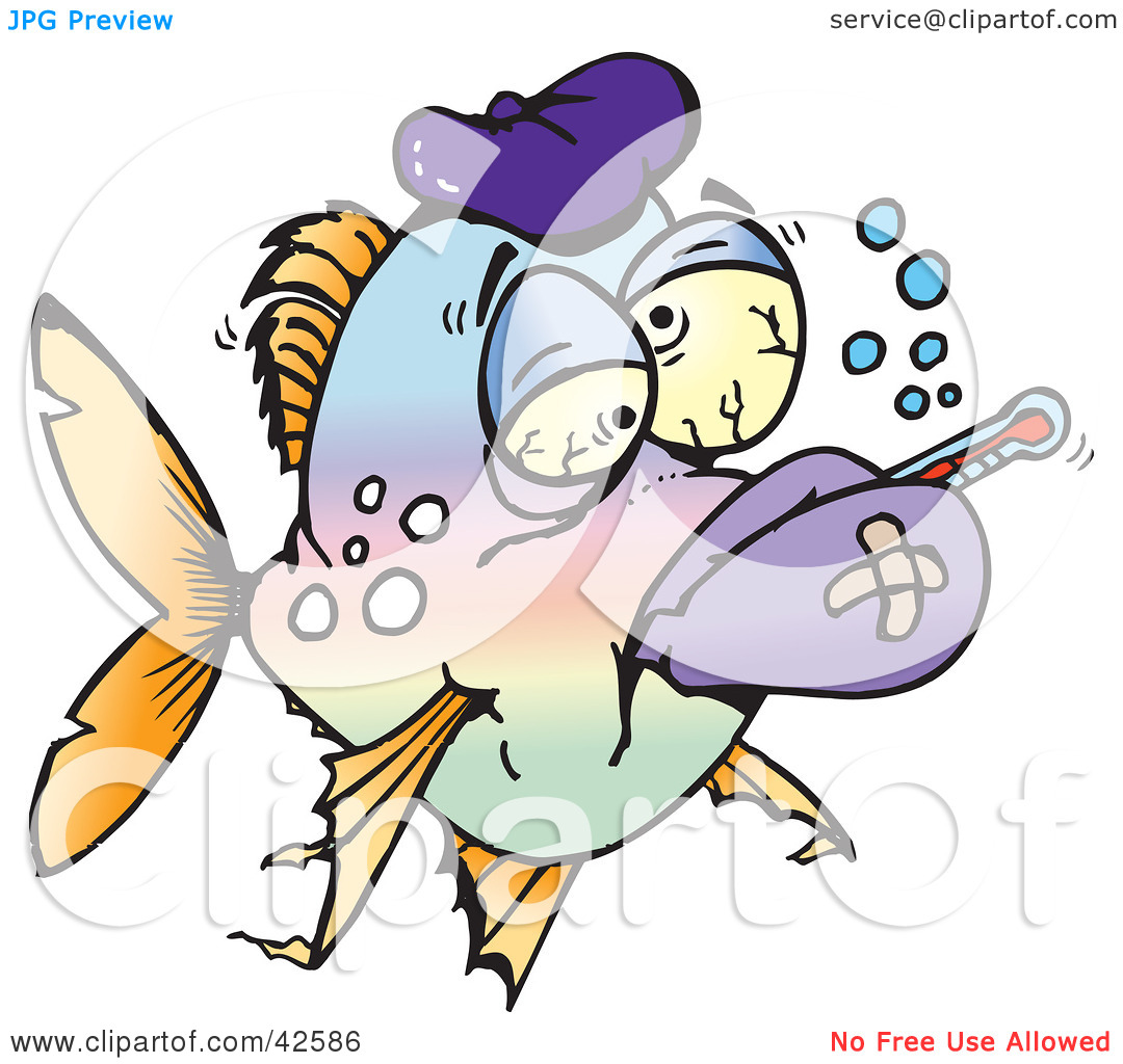 Clipart Illustration Of A Fever And Flu Ridden Sick Fish With A