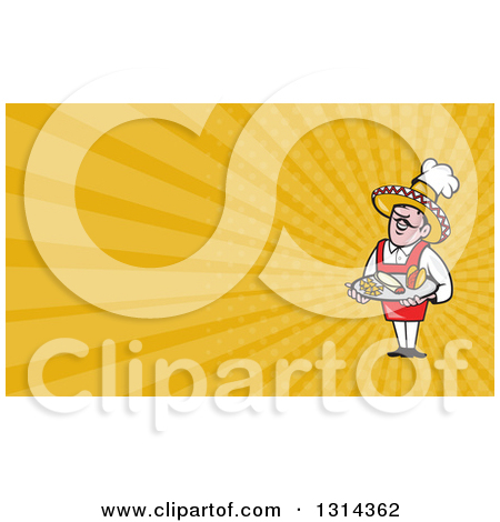 Clipart Of A Cartoon Happy Male Mexican Chef Holding A Taco Burrito    