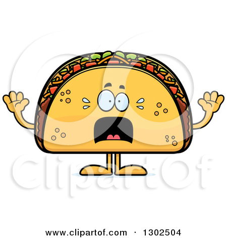 Clipart Of A Cartoon Scared Taco Food Mascot Character Screaming    