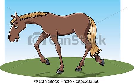 Clipart Of Tired Horse   Cartoon Style Illustration  A Very Tired