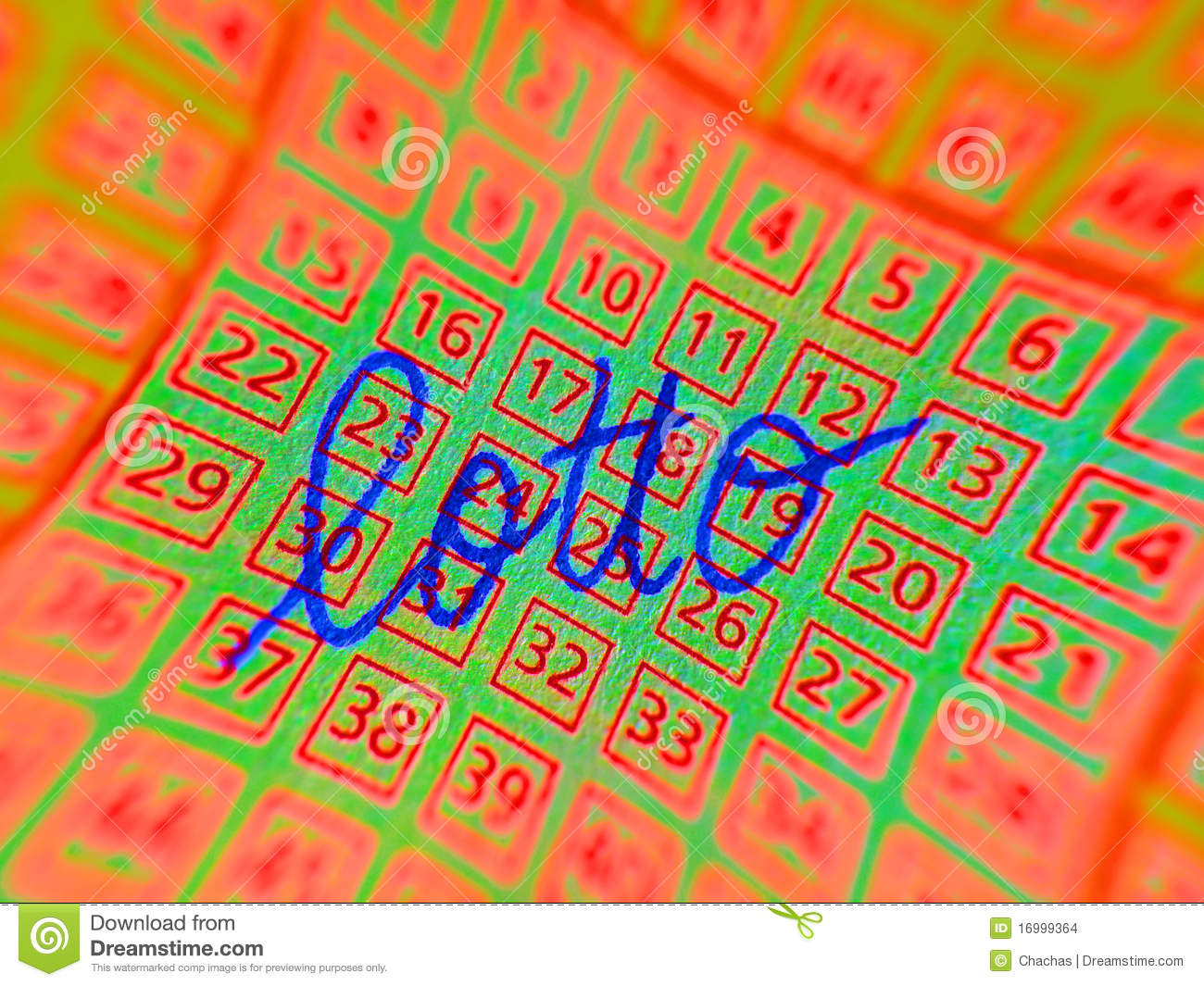 Colorful Abstract Lottery Ticket With The Word Lotto Written In Ink