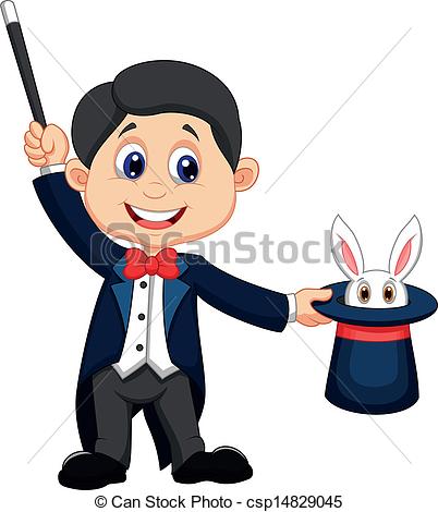 Eps Vector Of Magician Pulling Out A Rabbit From   Vector Illustration