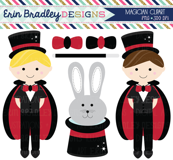 Erin Bradley Designs  New  Magician Clipart   Digital Papers