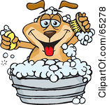 Free Rf Clipart Illustration Of A Sparkey Dog Holding A Scrub Brush