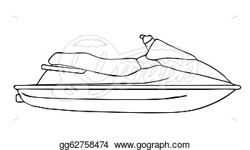 Jet Ski On A White Background  Vector Illustration  Clipart Drawing