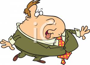    Of A Obese Man Running Out Of Breath   Royalty Free Clipart Picture