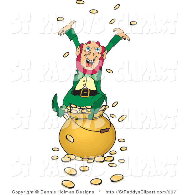 Vector Clip Art Of A St Patricks Day Wealthy Leprechaun Playing In His