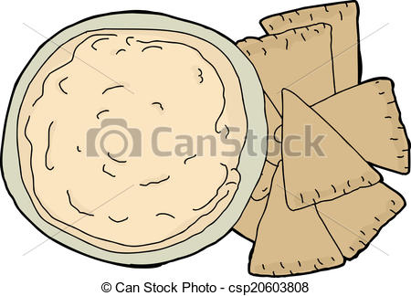 Vector Clipart Of Isolated Pita And Dip   Isolated Wheat Pita Chips