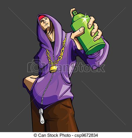 Vector Of Cool Guy Holding Spray Painting   Illustration Of Cool Guy