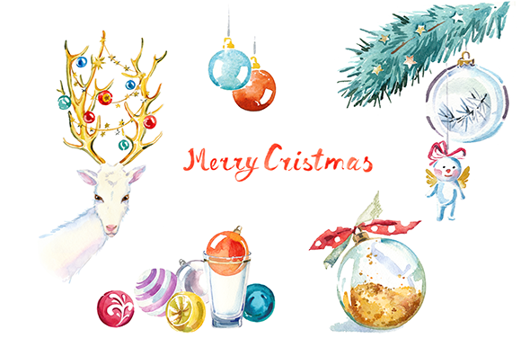 Watercolor Christmas Clipart Set   Illustrations On Creative Market