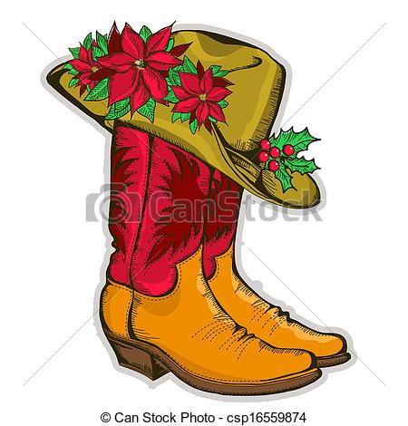 Western Christmas Clipart Christmas Cowboy Boots And