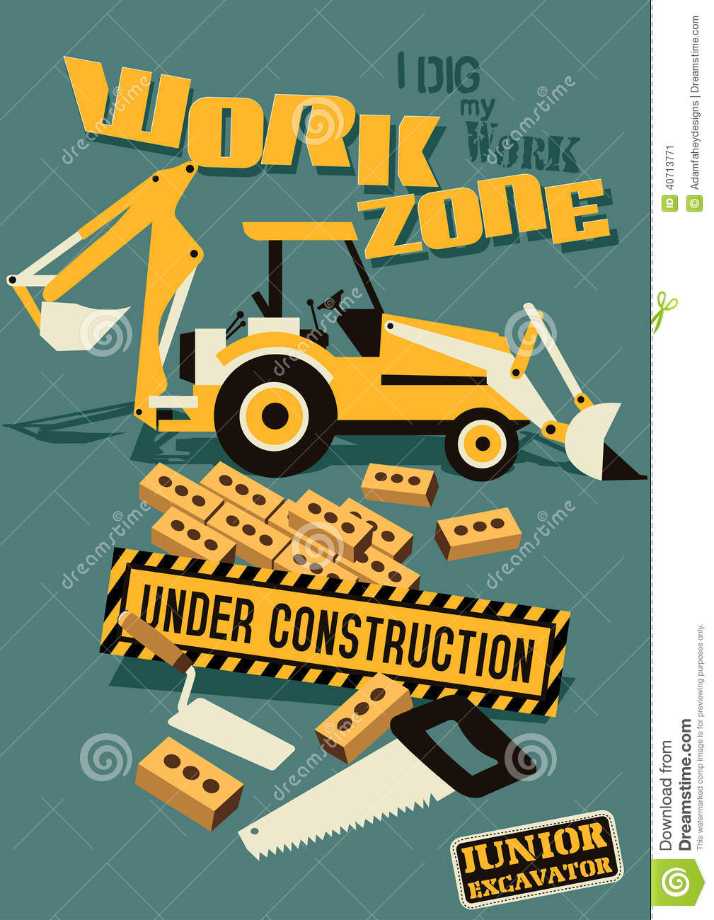 Work Zone Under Construction With Badge Embroidery Stock Vector    