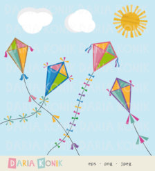 Autumn Kites Clip Art Set Autumn Clipart Fall Clipart Kite Clipart