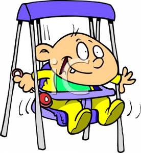 Baby Swinging In A Baby Swing   Royalty Free Clipart Picture
