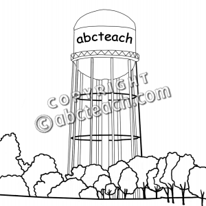Clip Art  Water Tower B W   Preview 1