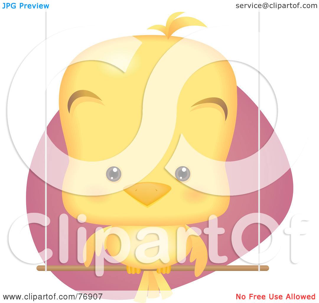 Clipart Illustration Of A Cute Baby Bird Sitting On A Perch Swing By