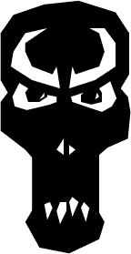 Clipart Of A Black And White Demon Face Who Is Very Angry And Looking    