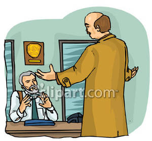    Detective Speaking With His Lieutenant   Royalty Free Clipart Picture