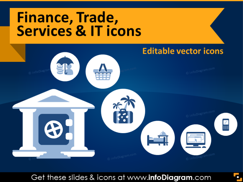      Icons Finance Money Trade It Sector Symbols Flat Ppt Clipart Png