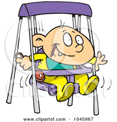 Illustration Of A Cartoon Happy Baby Boy In A Swing By Ron Leishman