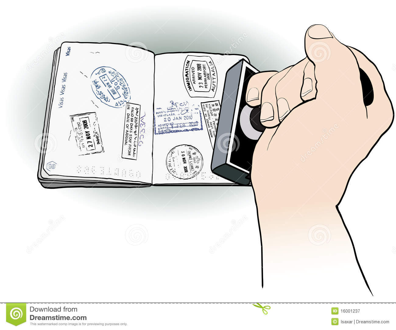Officer Stamping A Passport Royalty Free Stock Photography   Image