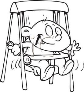 Rattle And Swinging In A Baby Swing   Royalty Free Clipart Picture
