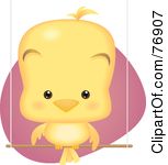 Rf Clipart Illustration Of A Cute Baby Bird Sitting On A Perch Swing