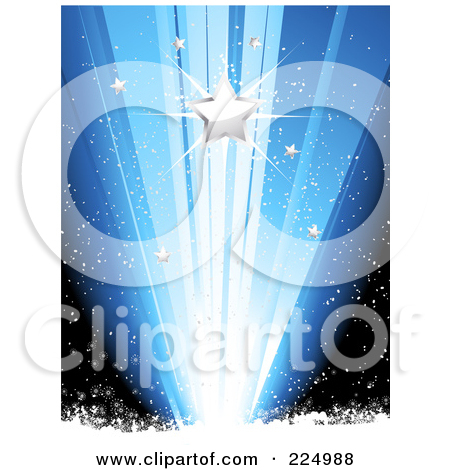 Rf  Clipart Illustration Of A Silver Christmas Star With Bright Lights