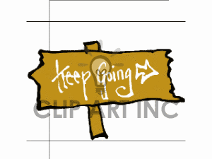 Royalty Free Brown Keep Going Sign With Right Arrow Clipart Image
