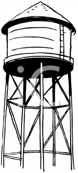 Royalty Free Clip Art Image  Black And White Image Of A Water Tower