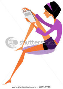 Skinny Girl Reading From A Book Clip Art Image
