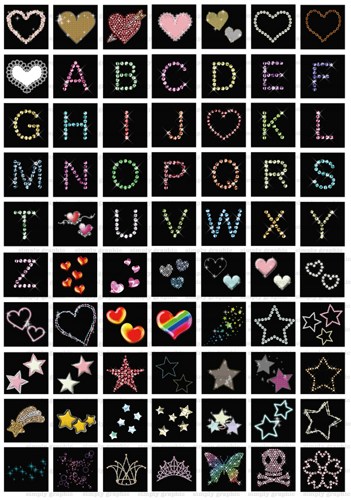 Bling Bling Alphabet Set Alphabet Art Print Hearts Clipart S005