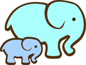 Blue Elephant Mom   Baby Clip Art
