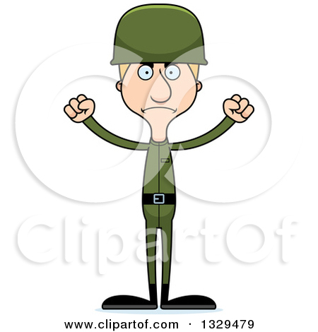 Cartoon Angry Tall Skinny White Man Army Soldier By Cory Thoman