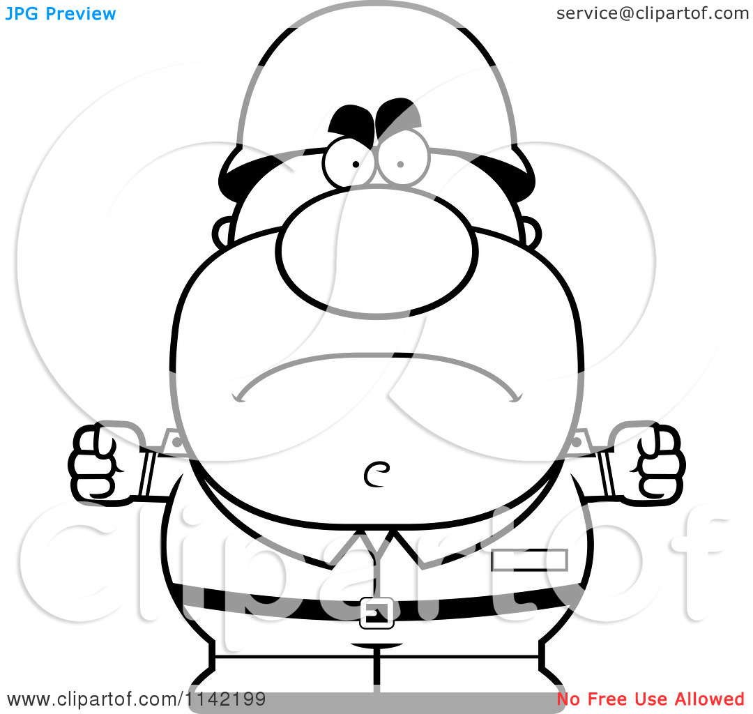 Cartoon Clipart Of A Black And White Angry Male Army Soldier   Vector