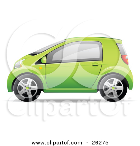Clipart Illustration Of A Blue Compact Water Powered Car Blowing