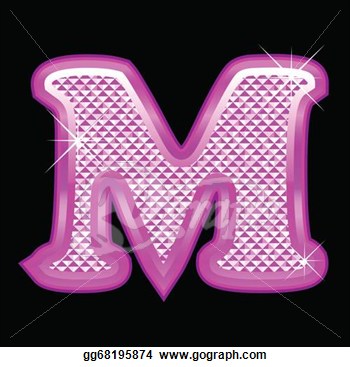 Clipart   Letter M With Pink Bling Pattern Special For Girls  Stock
