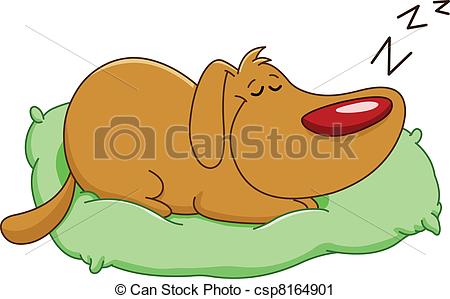 Dog   Cute Dog Sleeping On A Pillow Csp8164901   Search Clipart