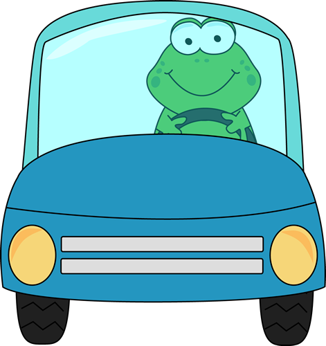 Frog Driving A Car Clip Art Image   Frog Driving A Blue Car 