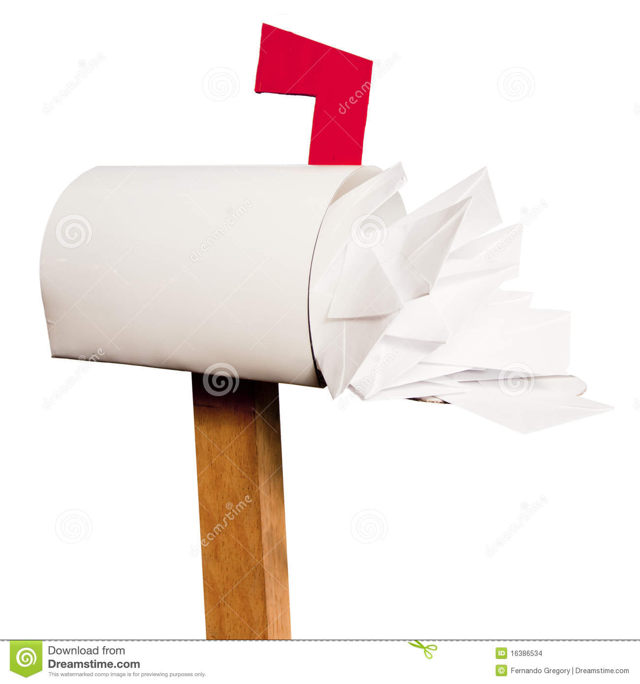 Full Mailbox Isolated On White Background Stock Images   Image    